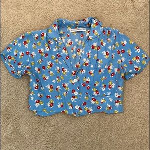 Faithfull the Brand Cropped Collared Floral Top